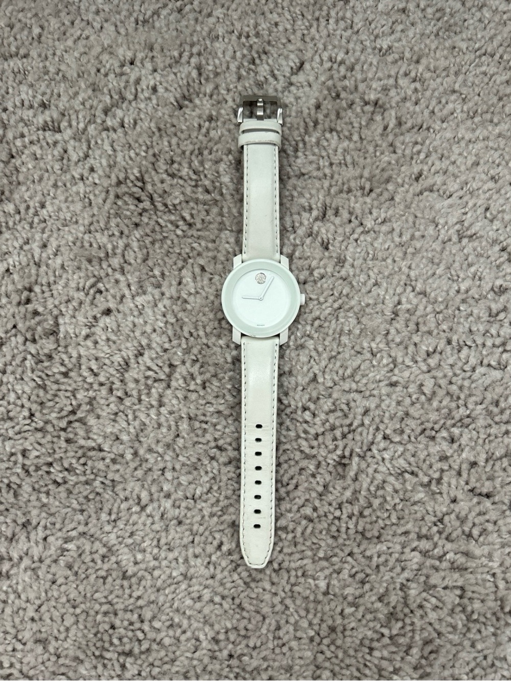 Movado Bold White Leather Strap Watch 🕰️